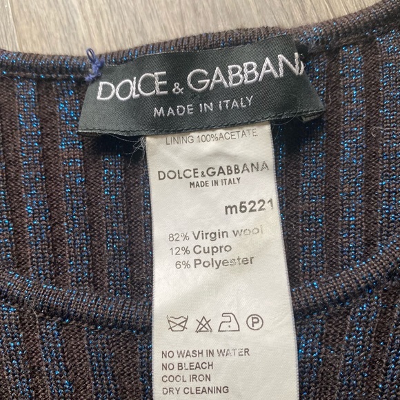 Dolce & Gabbana Metallic Blue Stretch Sweater Top - Picture 7 of 10